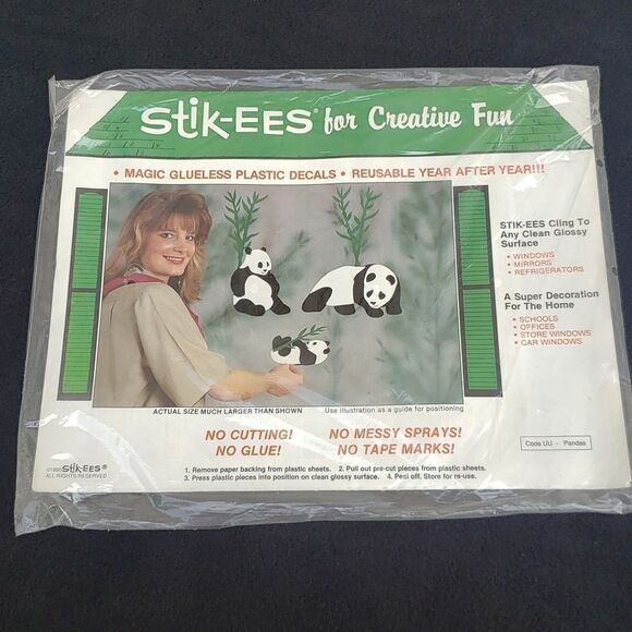 3 Sets Vintage Stik-ees Self Stick Vinyl Window Clings Still Sealed in Package - Picture 4 of 7